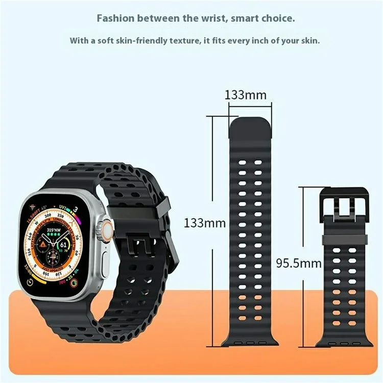Silicone Strap for Apple Watch Series 10 46mm / Ultra 2 Ultra 49mm / Series 9 8 7 45mm / SE (2023) SE (2022) SE 6 5 4 44mm / 3 2 1 42mm - Orange