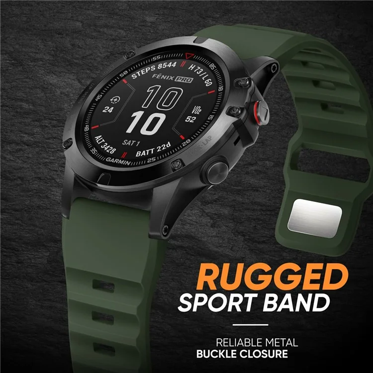Silicone Strap for Garmin Fenix 7X Pro / Fenix 7X Quickfit 26mm Replacement Watch Band - Army Green