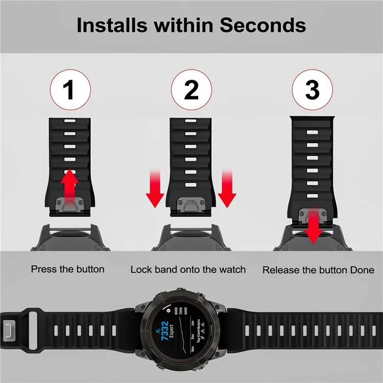 Silicone Strap for Garmin Fenix 7X Pro / Fenix 7X Quickfit 26mm Replacement Watch Band - Army Green