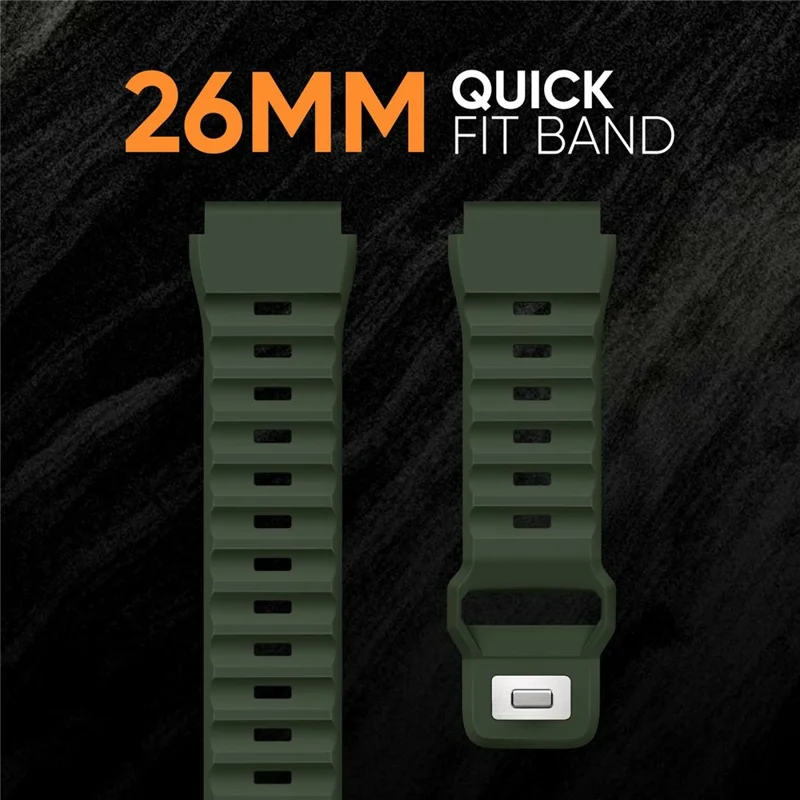 Silicone Strap for Garmin Fenix 7X Pro / Fenix 7X Quickfit 26mm Replacement Watch Band - Army Green