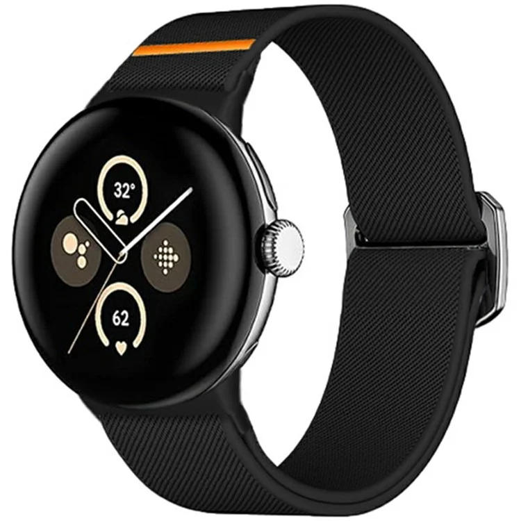 Nylon Strap for Google Pixel Watch 3 41mm / Watch 2 / Pixel Watch Elastic Replacement Watch Band - Black