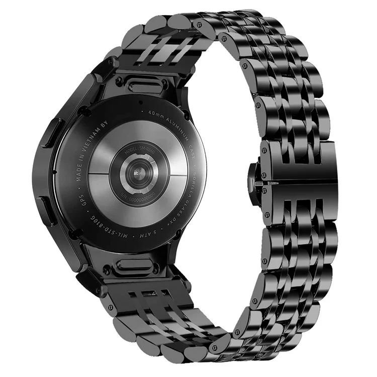 For Samsung Galaxy Watch7 44mm 40mm Metal Watch Band 7-Beads Strap with Quick Release Connector - Black