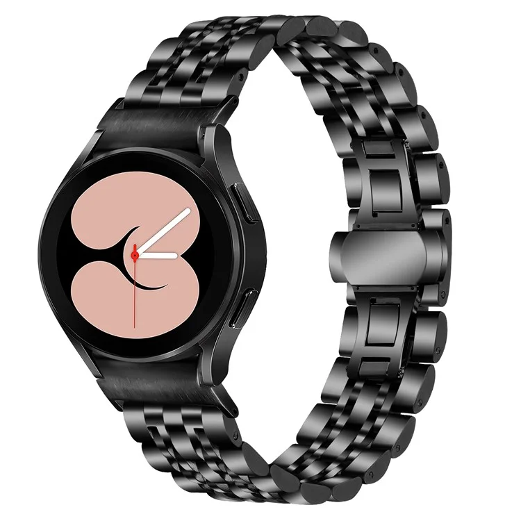 For Samsung Galaxy Watch7 44mm 40mm Metal Watch Band 7-Beads Strap with Quick Release Connector - Black