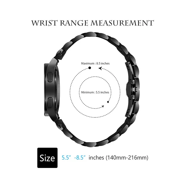 For Samsung Galaxy Watch7 44mm 40mm Metal Watch Band 7-Beads Strap with Quick Release Connector - Black