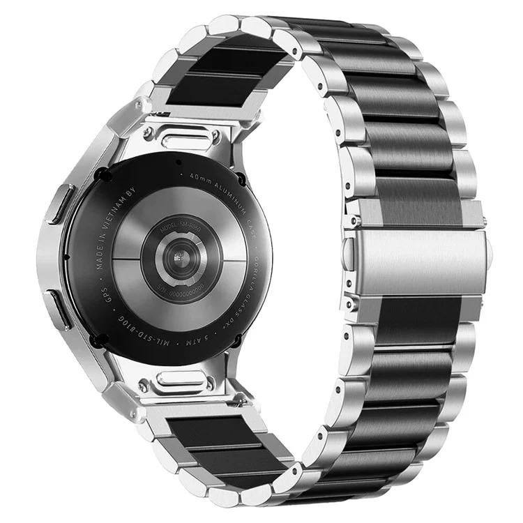 Pour Samsung Galaxy Watch7 40mm / 44mm Bracelet à Dégagement Rapide Connecteur en Acier Inoxydable - Argent / Noir