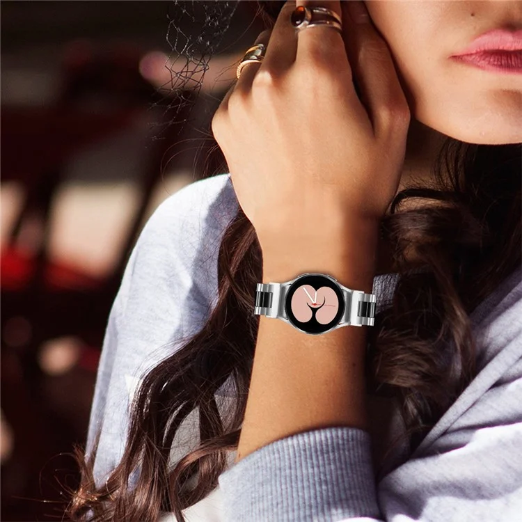 Pour Samsung Galaxy Watch7 40mm / 44mm Bracelet à Dégagement Rapide Connecteur en Acier Inoxydable - Argent / Noir