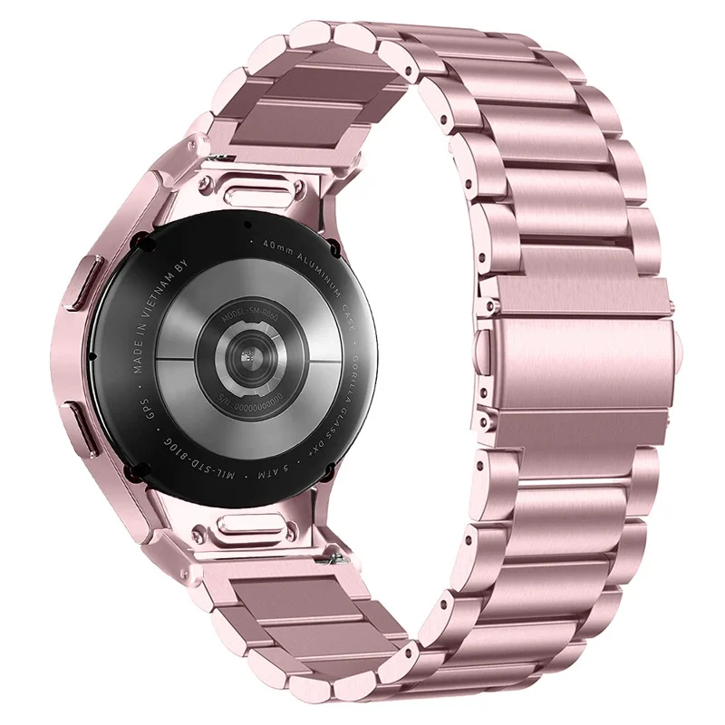 For Samsung Galaxy Watch7 40mm / 44mm Strap Quick Release Connector Stainless Steel Watch Band - Rose Pink