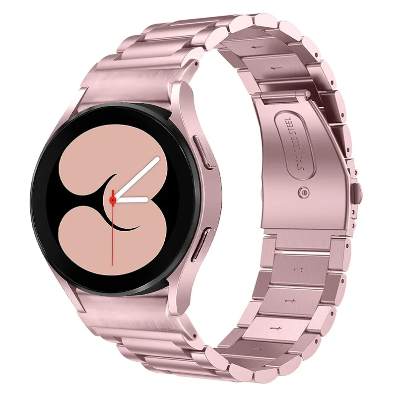 For Samsung Galaxy Watch7 40mm / 44mm Strap Quick Release Connector Stainless Steel Watch Band - Rose Pink
