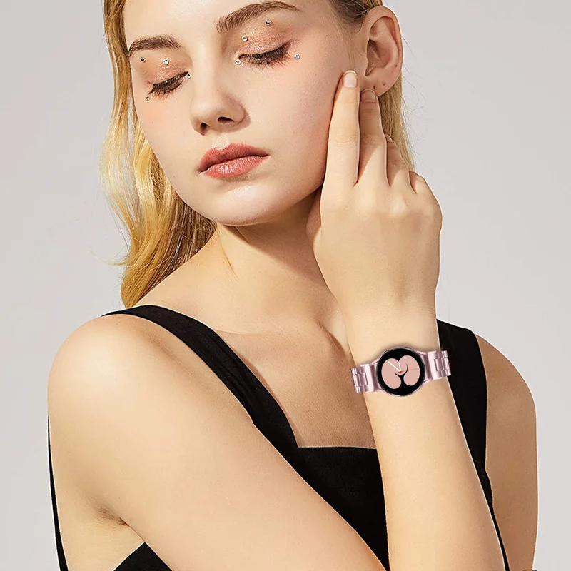 For Samsung Galaxy Watch7 40mm / 44mm Strap Quick Release Connector Stainless Steel Watch Band - Rose Pink