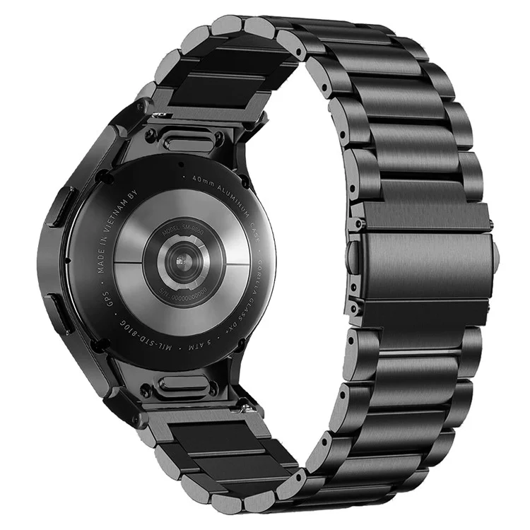 Para Samsung Galaxy Watch7 40mm / 44mm Correa Conector de Liberación Rápida Acero Inoxidable Correa de Reloj - Negro