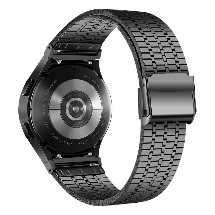 For Samsung Galaxy Watch7 44mm 40mm Watch Band 7-Beads Stainless Steel Wrist Strap - Black