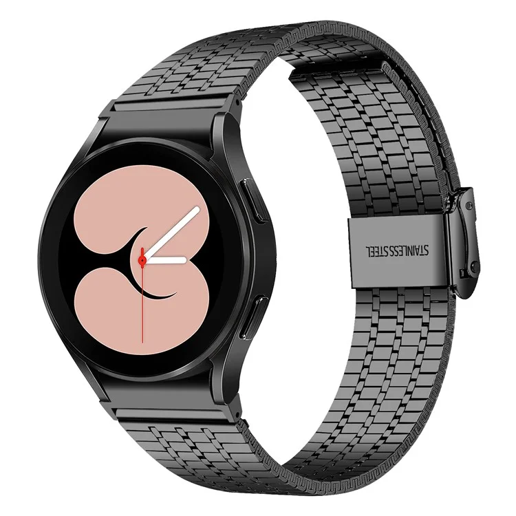 For Samsung Galaxy Watch7 44mm 40mm Watch Band 7-Beads Stainless Steel Wrist Strap - Black