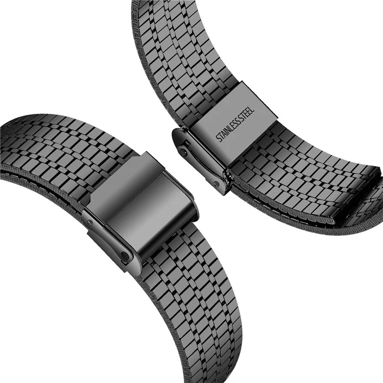 For Samsung Galaxy Watch7 44mm 40mm Watch Band 7-Beads Stainless Steel Wrist Strap - Black