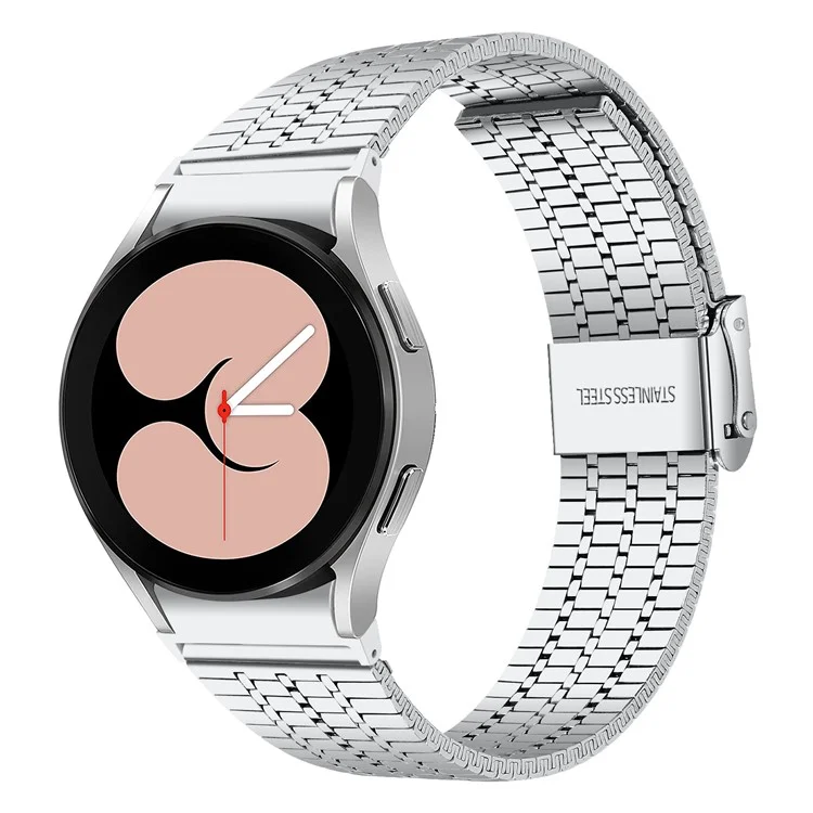 For Samsung Galaxy Watch7 44mm / 40mm Replacement Band with Connector 7-Bead Stainless Steel Smart Watch Strap, Silver