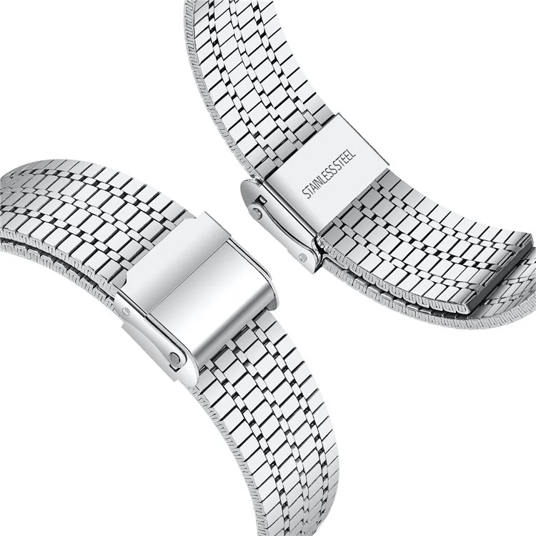 For Samsung Galaxy Watch7 44mm / 40mm Replacement Band with Connector 7-Bead Stainless Steel Smart Watch Strap, Silver