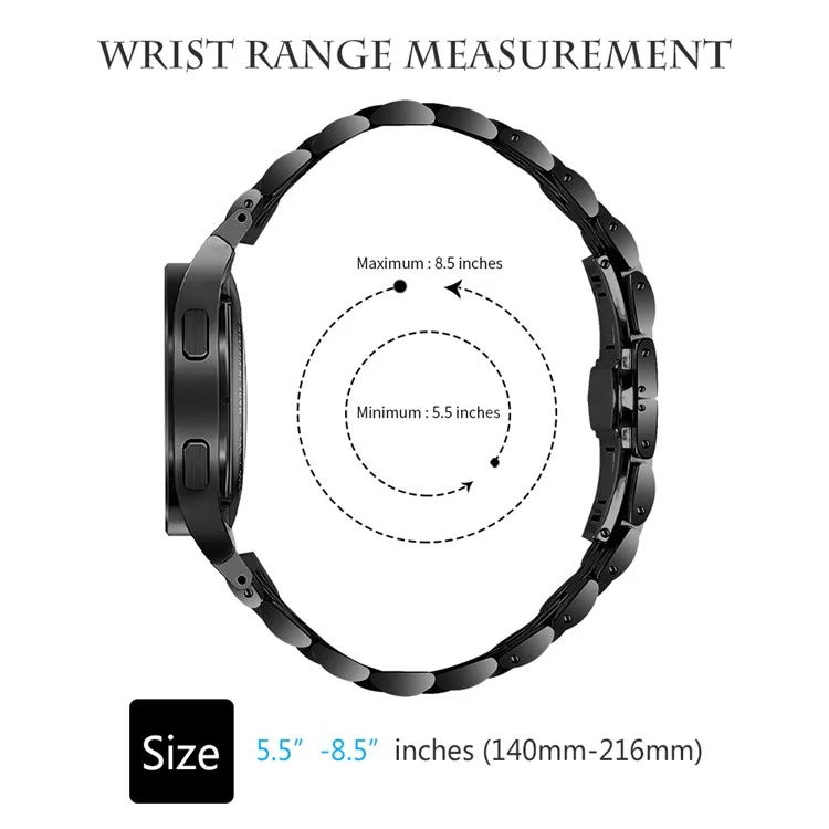 Für Samsung Galaxy Watch7 44mm / 40mm Edelstahlband 7-Perlen Smart Watch Armband mit Verbindungsstück - Schwarz