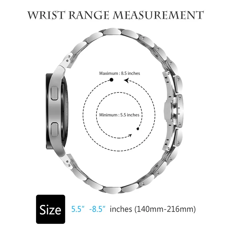 For Samsung Galaxy Watch7 44mm / 40mm Stainless Steel Band 7-Bead Smart Watch Strap with Connector - Silver / Black