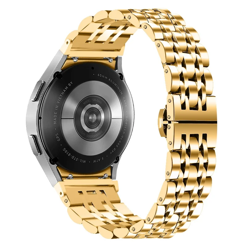 For Samsung Galaxy Watch7 44mm / 40mm Stainless Steel Band 7-Bead Smart Watch Strap with Connector - Gold
