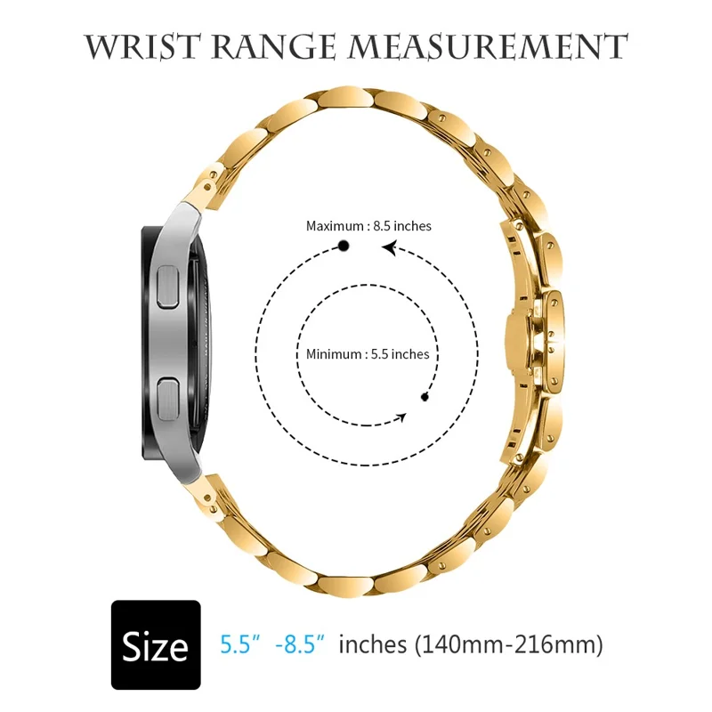 For Samsung Galaxy Watch7 44mm / 40mm Stainless Steel Band 7-Bead Smart Watch Strap with Connector - Gold
