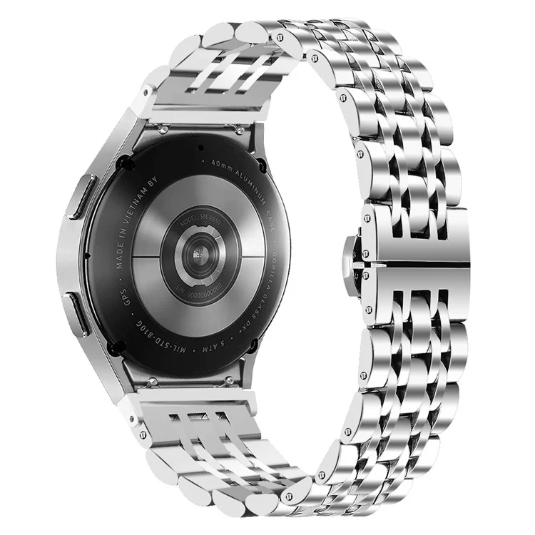 Para Samsung Galaxy Watch7 de 44 mm / 40 mm Banda de acero inoxidable con conector Correa inteligente de 7 cuentas, plata