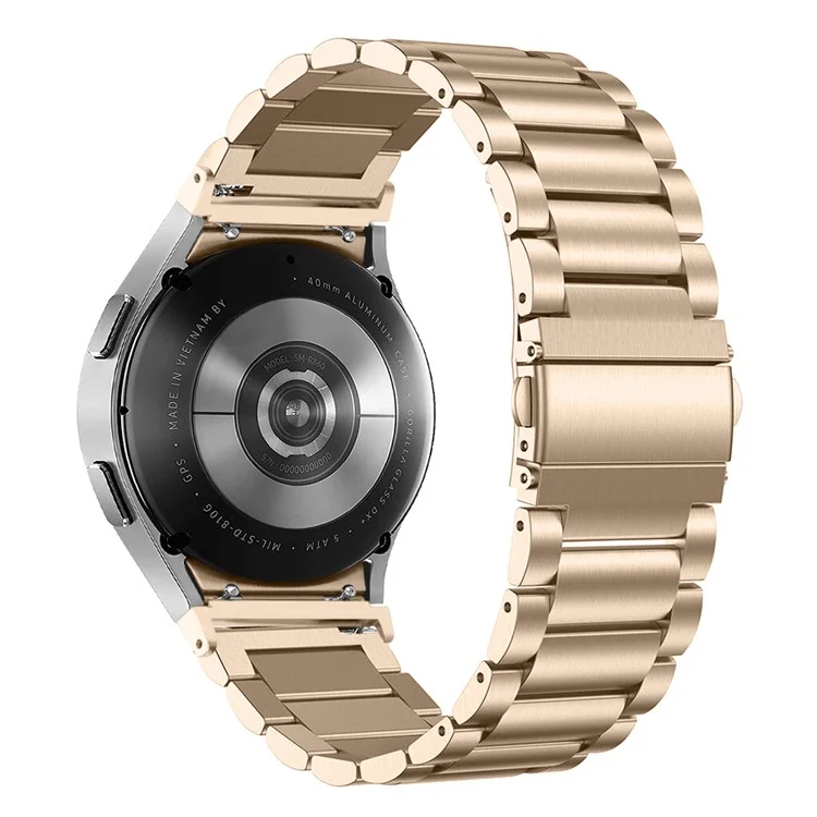 Für Samsung Galaxy Watch7 44mm 40mm Edelstahlarmband 3-Perlen Handgelenksmanschette - Retro-Gold