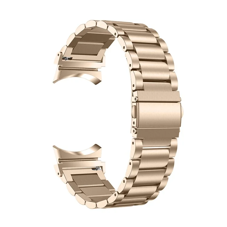 Für Samsung Galaxy Watch7 44mm 40mm Edelstahlarmband 3-Perlen Handgelenksmanschette - Retro-Gold