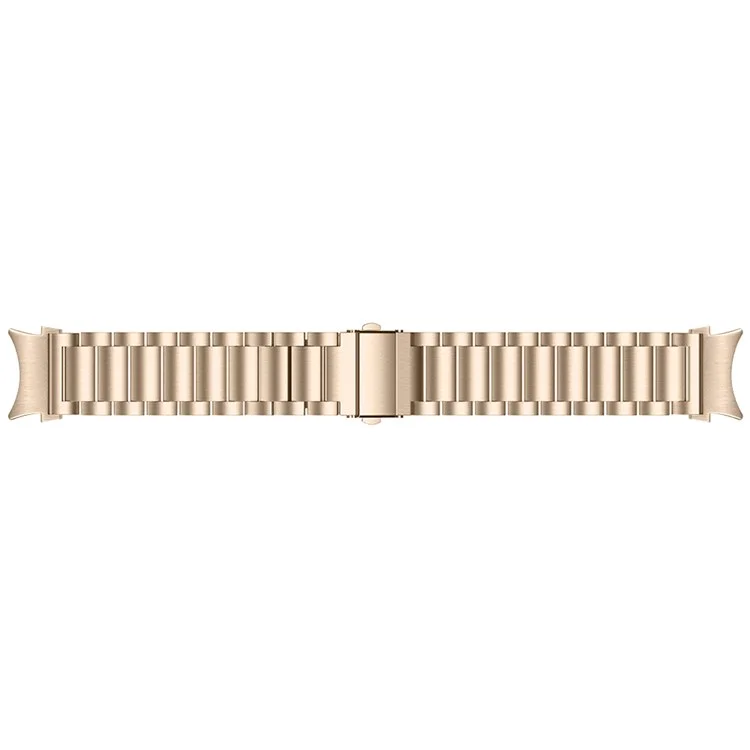 Für Samsung Galaxy Watch7 44mm 40mm Edelstahlarmband 3-Perlen Handgelenksmanschette - Retro-Gold