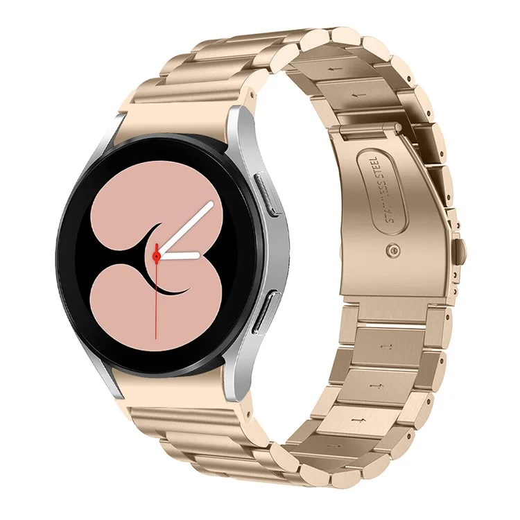 Für Samsung Galaxy Watch7 44mm 40mm Edelstahlarmband 3-Perlen Handgelenksmanschette - Retro-Gold