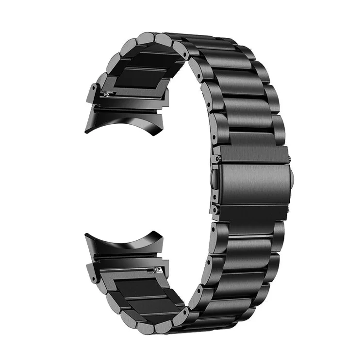 For Samsung Galaxy Watch7 44mm 40mm Stainless Steel Watch Band 3-Beads Wrist Strap - Black