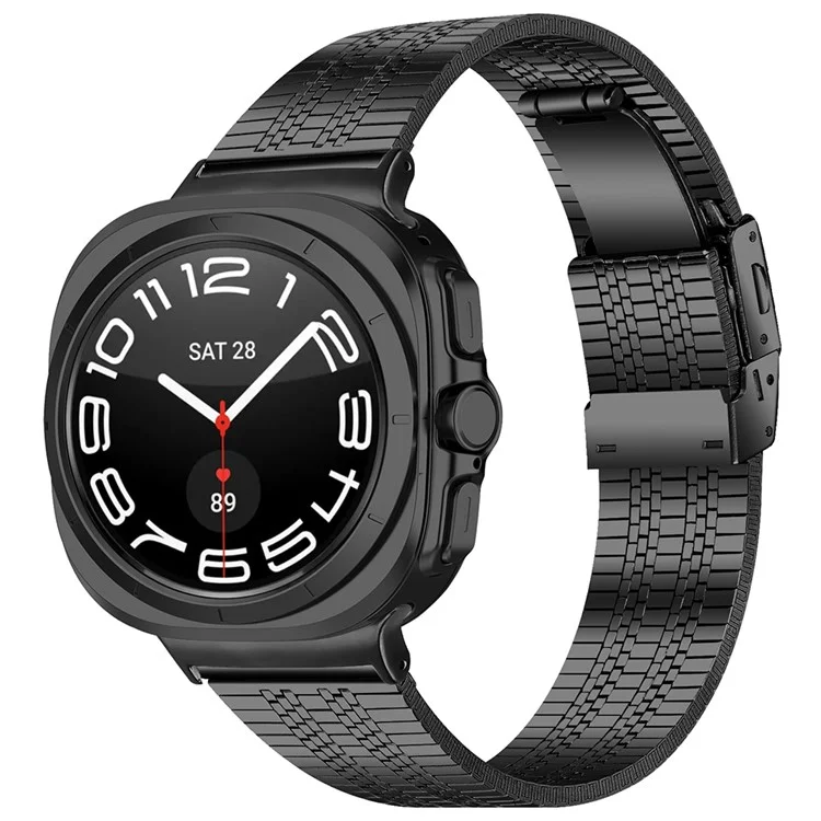 For Samsung Galaxy Watch Ultra 47mm Replacement Strap 5-Bead Stainless Steel Smart Watch Band, Black