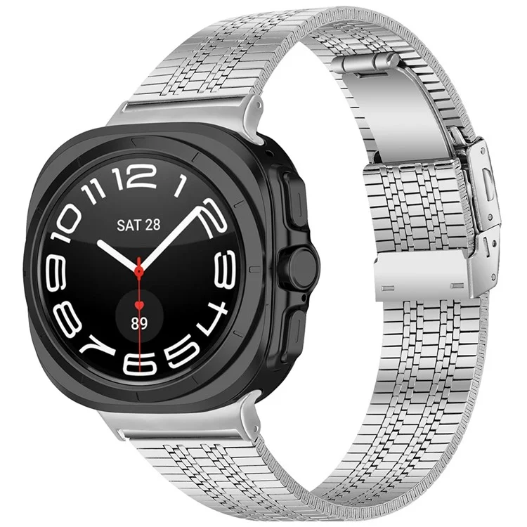 Para el reloj Samsung Galaxy Watch Ultra 47mm banda de reloj de acero inoxidable de 5 cuentas - Plata
