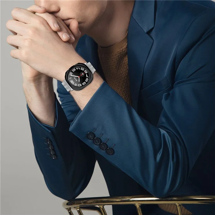 Para el reloj Samsung Galaxy Watch Ultra 47mm banda de reloj de acero inoxidable de 5 cuentas - Plata