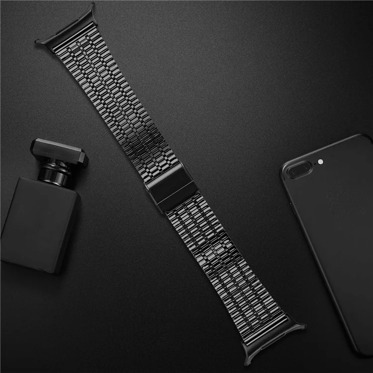 For Samsung Galaxy Watch Ultra 47mm Watch Band Stainless Steel 7-Beads Wrist Strap - Black
