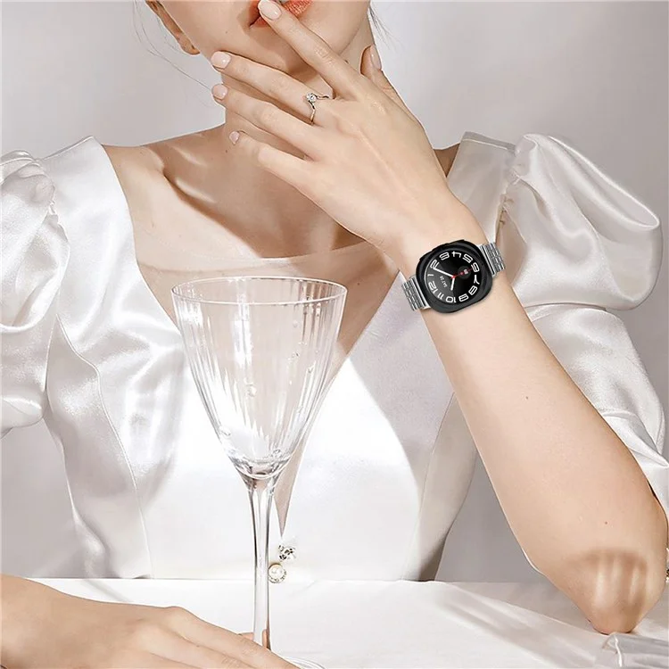 Für Samsung Galaxy Watch Ultra 47mm Ersatzarmband 7-Glieder Edelstahl Smartwatch Armband, Silber