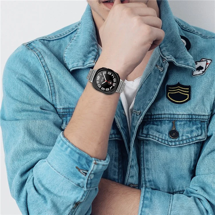 Für Samsung Galaxy Watch Ultra 47mm Ersatzarmband 7-Glieder Edelstahl Smartwatch Armband, Silber