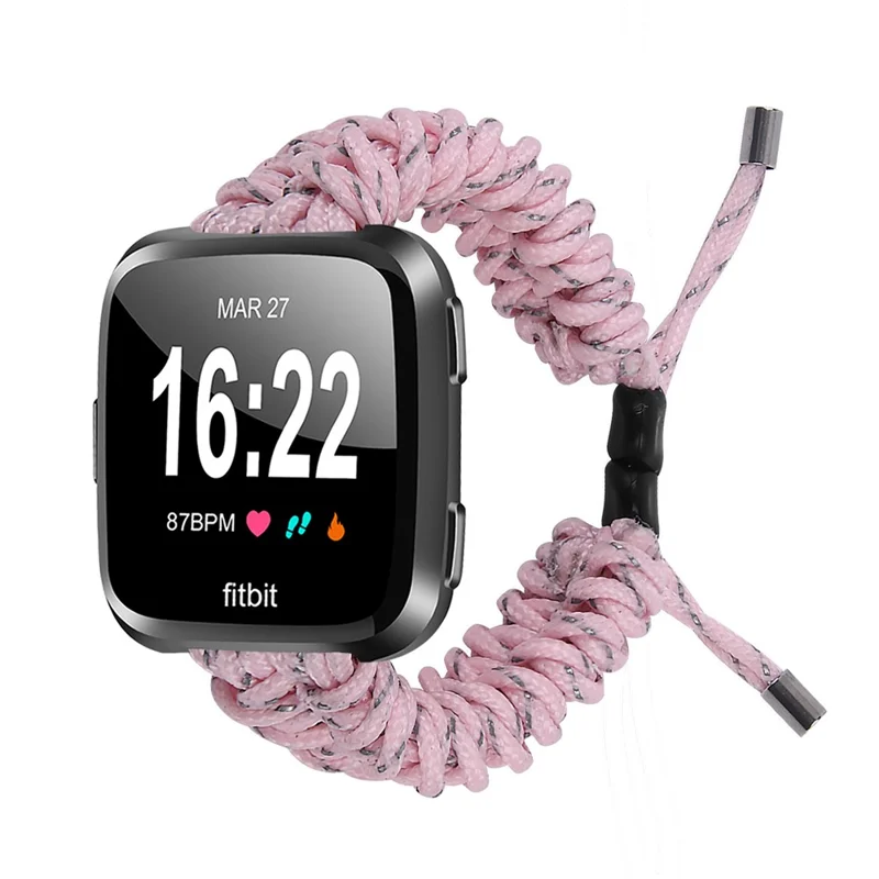 New Style Fashionable Braided Rope Adjustable Watchband Replacement for Fitbit Versa - Pink