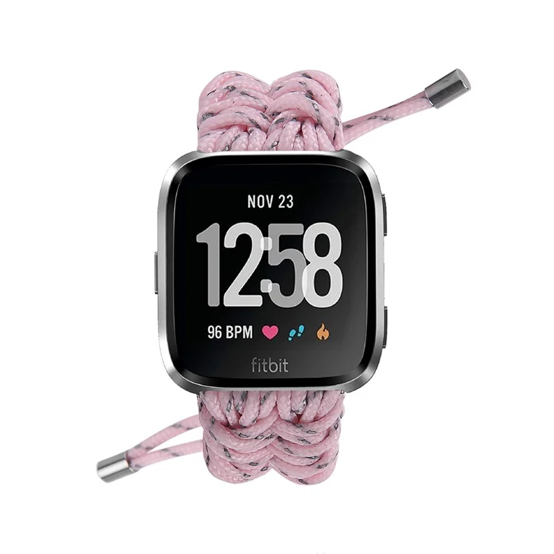 New Style Fashionable Braided Rope Adjustable Watchband Replacement for Fitbit Versa - Pink