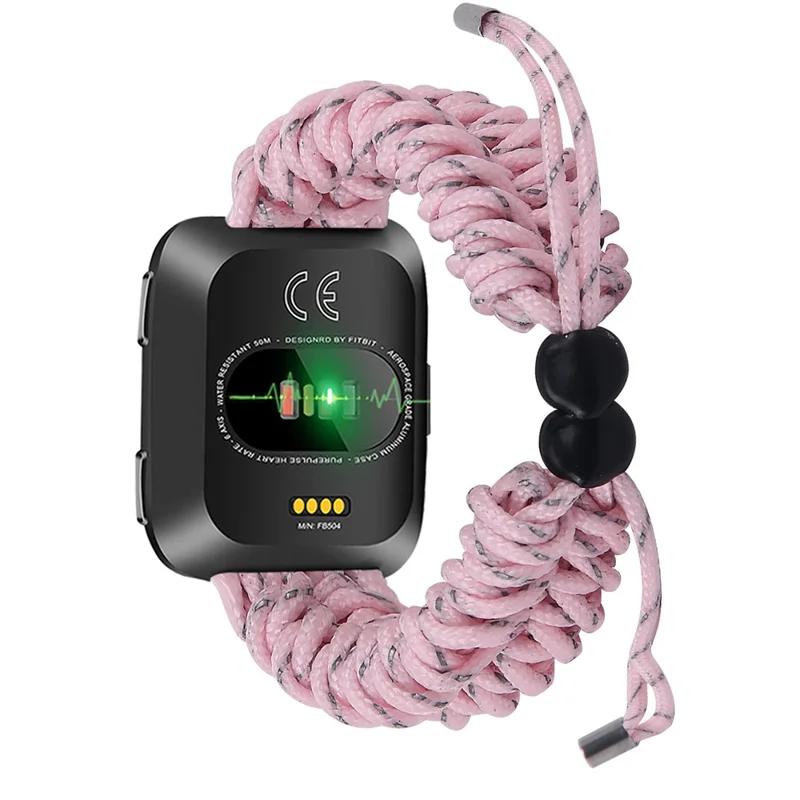 New Style Fashionable Braided Rope Adjustable Watchband Replacement for Fitbit Versa - Pink