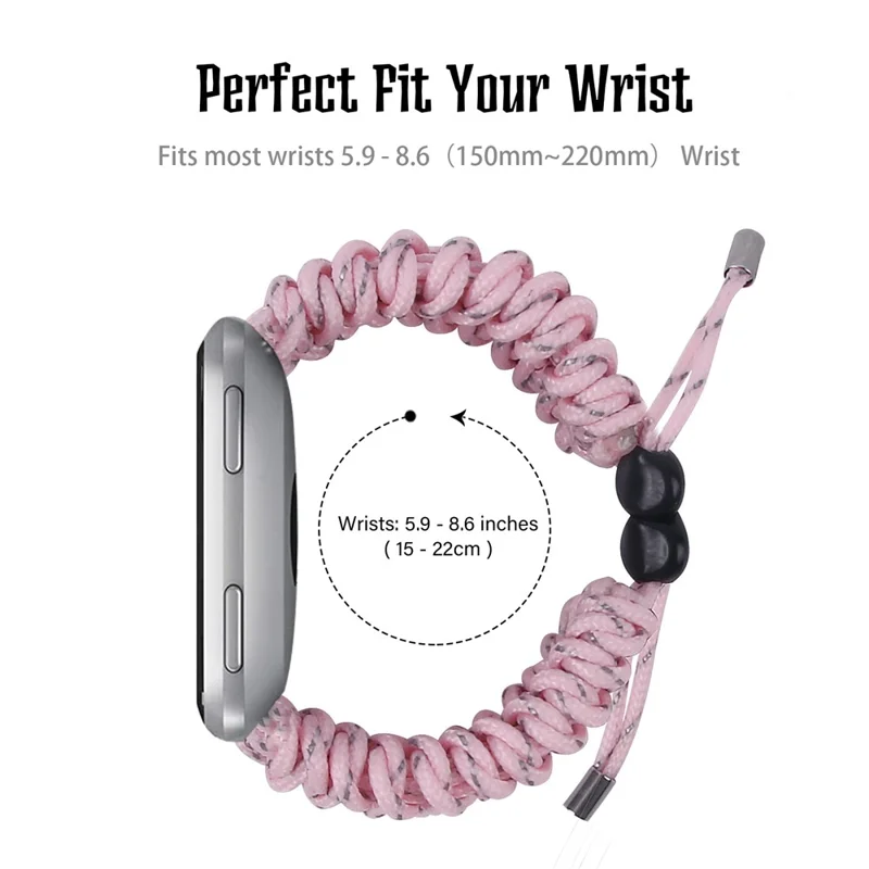 New Style Fashionable Braided Rope Adjustable Watchband Replacement for Fitbit Versa - Pink