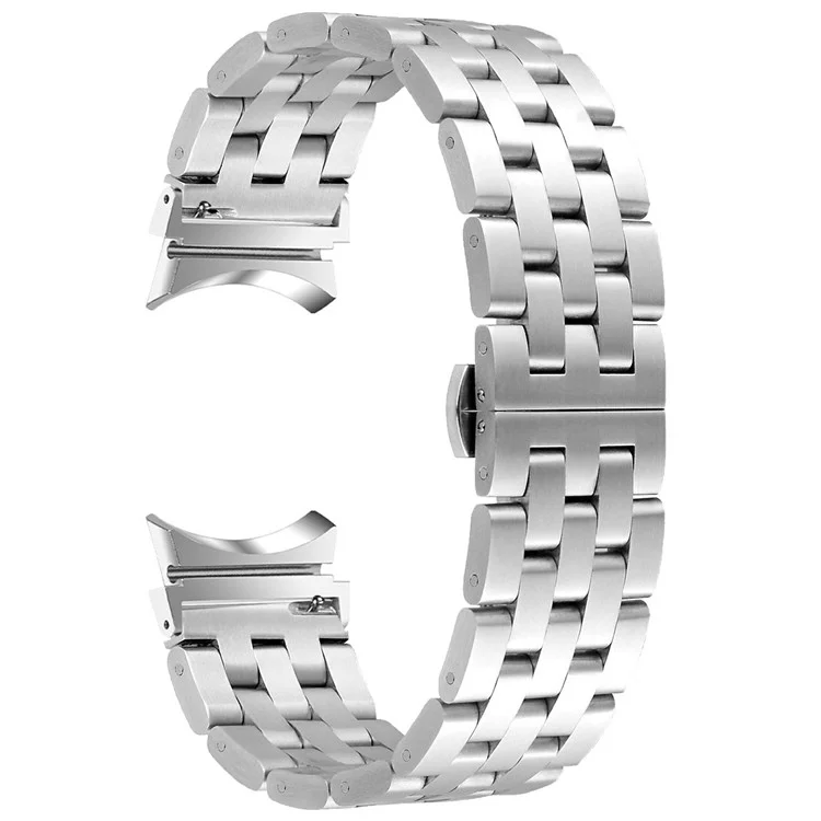 For Samsung Galaxy Watch7 44mm / 40mm Stainless Steel Band with Connector 5-Bead Smart Watch Strap, Silver