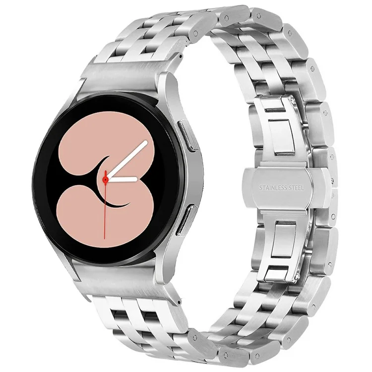 For Samsung Galaxy Watch7 44mm / 40mm Stainless Steel Band with Connector 5-Bead Smart Watch Strap, Silver