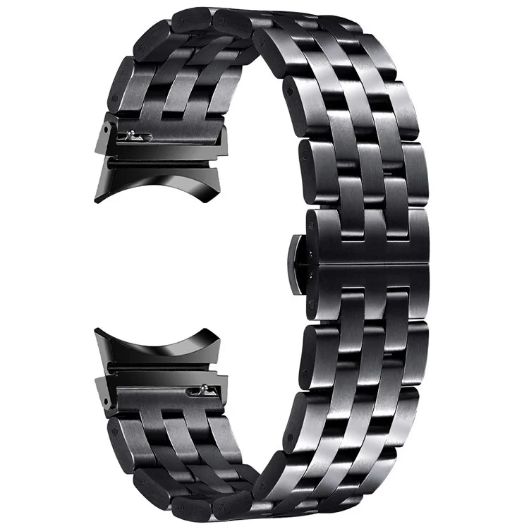 For Samsung Galaxy Watch7 44mm / 40mm Stainless Steel Band with Connector 5-Bead Smart Watch Strap, Black
