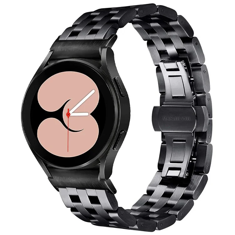 For Samsung Galaxy Watch7 44mm / 40mm Stainless Steel Band with Connector 5-Bead Smart Watch Strap, Black