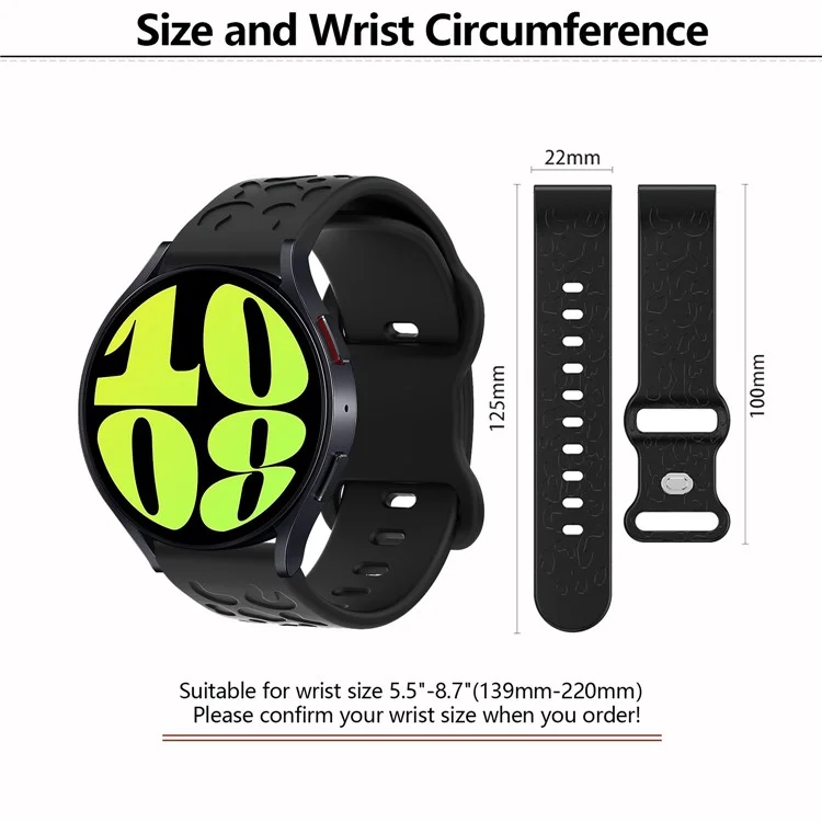KALEBOL 22mm Silicone Strap for Huawei Watch 4 / 4 Pro / GT 4 46mm Leopard Texture Watch Band - Black