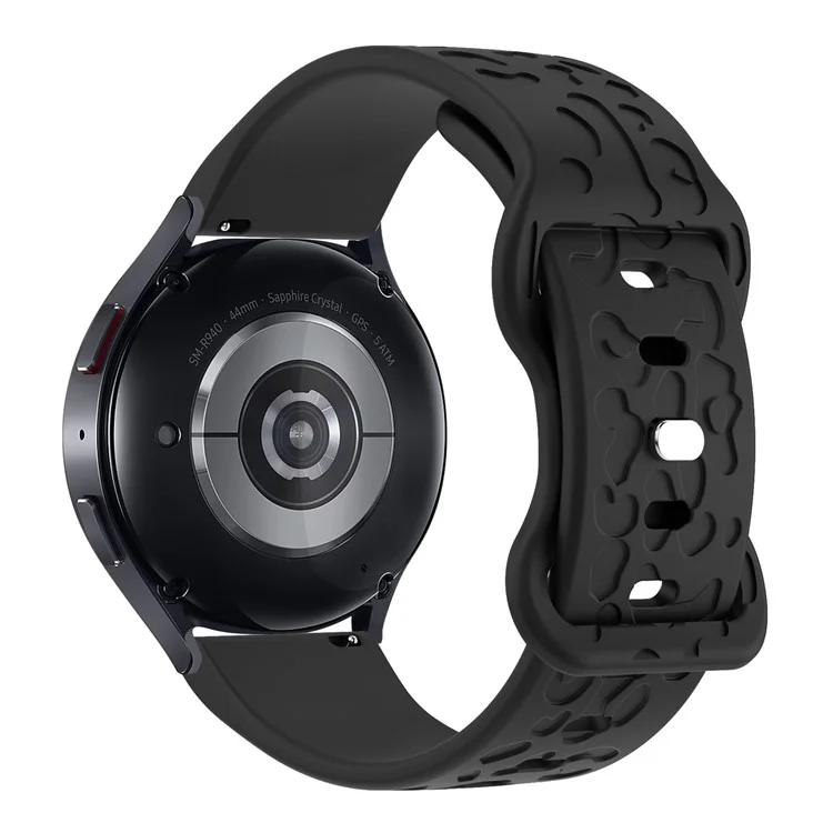 KALEBOL 18mm Silikonarmband für Huawei Watch GT 4 41mm / Garmin Venu 3S Leopardenmuster Armband - Schwarz