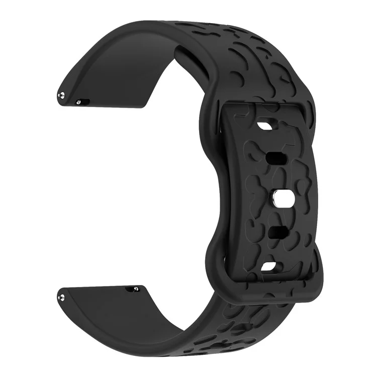 KALEBOL 18mm Silikonarmband für Huawei Watch GT 4 41mm / Garmin Venu 3S Leopardenmuster Armband - Schwarz