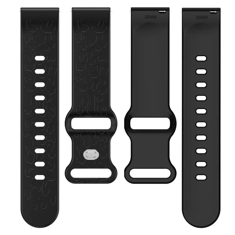 KALEBOL 18mm Silikonarmband für Huawei Watch GT 4 41mm / Garmin Venu 3S Leopardenmuster Armband - Schwarz