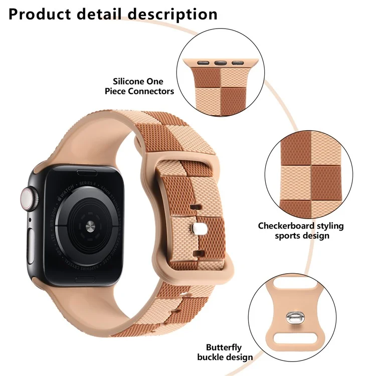 KALEBOL Armband für Apple Watch Series 10 46mm / Ultra 2 Ultra 49mm / 9 8 7 45mm / SE (2023) SE (2022) SE 6 5 4 44mm / 3 2 1 42mm Silikonband - Hellbraun