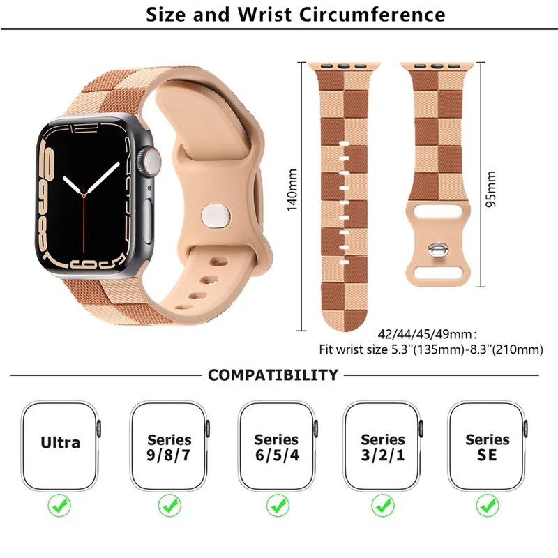 KALEBOL Armband für Apple Watch Series 10 46mm / Ultra 2 Ultra 49mm / 9 8 7 45mm / SE (2023) SE (2022) SE 6 5 4 44mm / 3 2 1 42mm Silikonband - Hellbraun