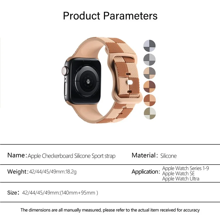 KALEBOL Armband für Apple Watch Series 10 46mm / Ultra 2 Ultra 49mm / 9 8 7 45mm / SE (2023) SE (2022) SE 6 5 4 44mm / 3 2 1 42mm Silikonband - Hellbraun